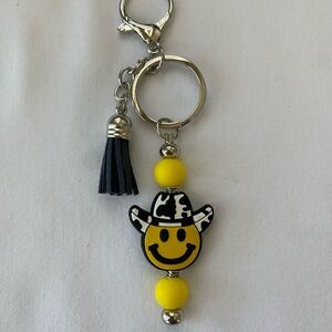 Handmade Smiley Face Cowboy Keychain